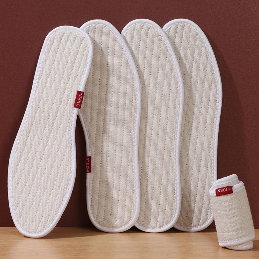 Cotton Linen Insoles Feet Deodorant Breathable Soft Bottom Sole Men Women Shoe Insert Comfortable Sweat-Absorbing Pad Insole