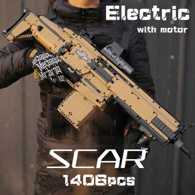 

1406pcs SCAR Electric Assault Rifle Gun Model Building Blocks Technical Guns Bricks PUBG Military SWAT Weapon Toys