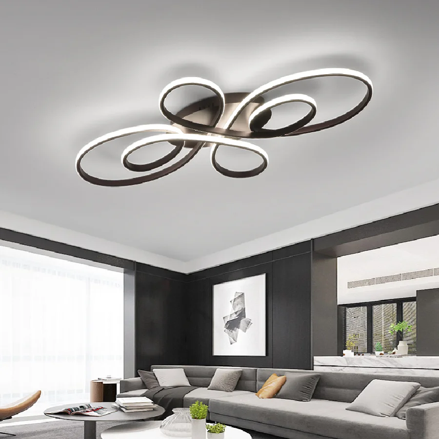 

Smart Home Alex White/Coffee Finish Modern Led Chandelier For Living Room Bedroom Study Room Dimmable Ceiling Chandelier Fixture