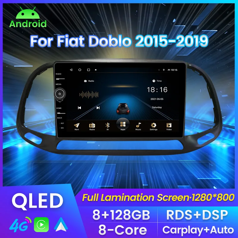 

MLOVELIN QLED Android 11 автомобильный видеоплеер все в одном для Fiat Doblo 2015 2016 2017 2018 2019 GPS навигация Carplay Авто RDS DSP