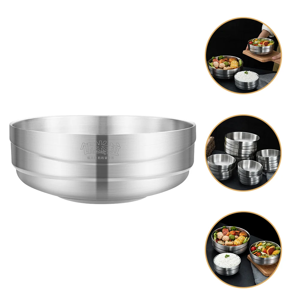 

Bowls Bowl Serving Steel Stainless Metal Noodle Soup Insulated Rice Cereal Salad Double Cooking Ramen Korean Pasta Prep Noodles