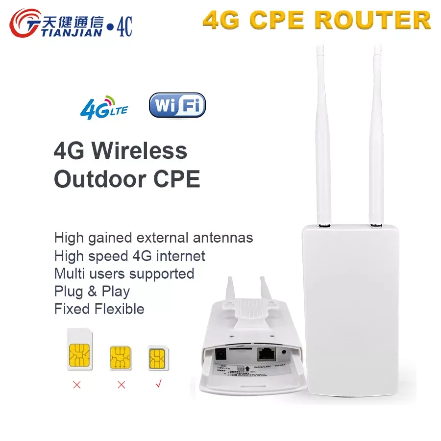 

4g Wifi Router CPE Unlocked 150Mbps CAT4 LTE WiFi Wireless Router Slot Network Booster for IP Camera/Outside Wi-Fi Modem