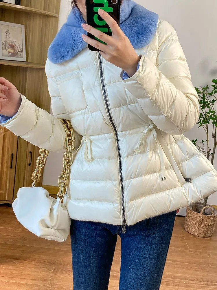 

Women's Down Jackets 2023 New Winter Products Casual Plain White Duck Down Down Jacket Mock Neck Long Sleeve Zipper Placket