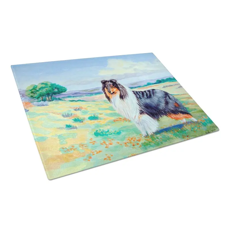 

Treasures 7140LCB Collie Glass Cutting Board Large, 12H x 16W, multicolor