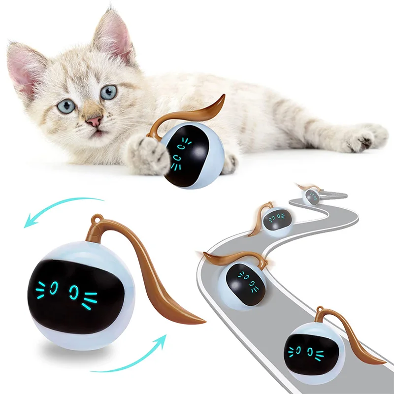 

Умный интерактивный кошачий мяч, игрушка для кошек, светодиодный самовращающийся мяч, автоматическая игра, игрушка USB, котенок, детские игру...