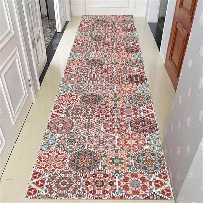 

Reese Oriental Hexagonal Tile Pattern Lobby Carpet Living Room Porch Anti Slip Rug Stairway Hallway Corridor Aisle Hall Entrance