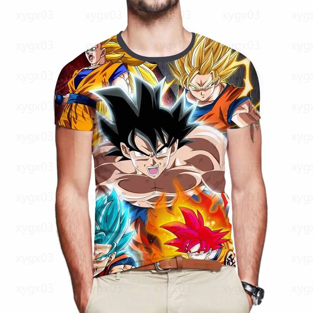 

Men's Clothing Harajuku Style Print Tops Party Dragon Ball Goku Vegeta Street Oversized T-shirt High Quality Cool Travel Leisure