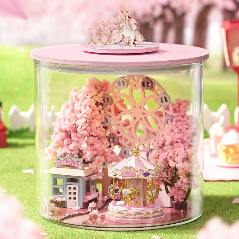 

DIY Casa Wooden Doll House Miniature Building Kit Magic Dollhouse With Furniture Sakura Villa Toys for Girls Birthday Gifts