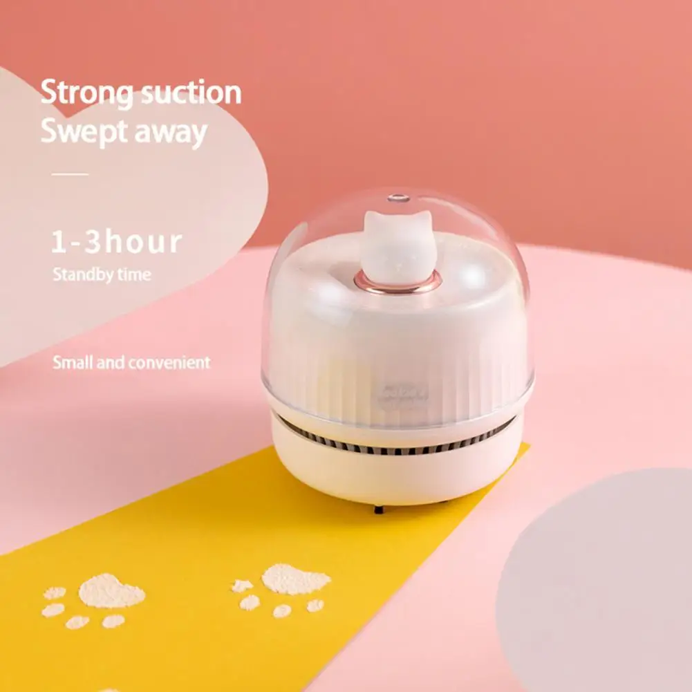 

Cute Cat Mini Keyboard Cleaner Handheld Desktop Vacuum Cleaner with Ambient Powerful Cleaning USB Rechargable Dust Remover Gifts