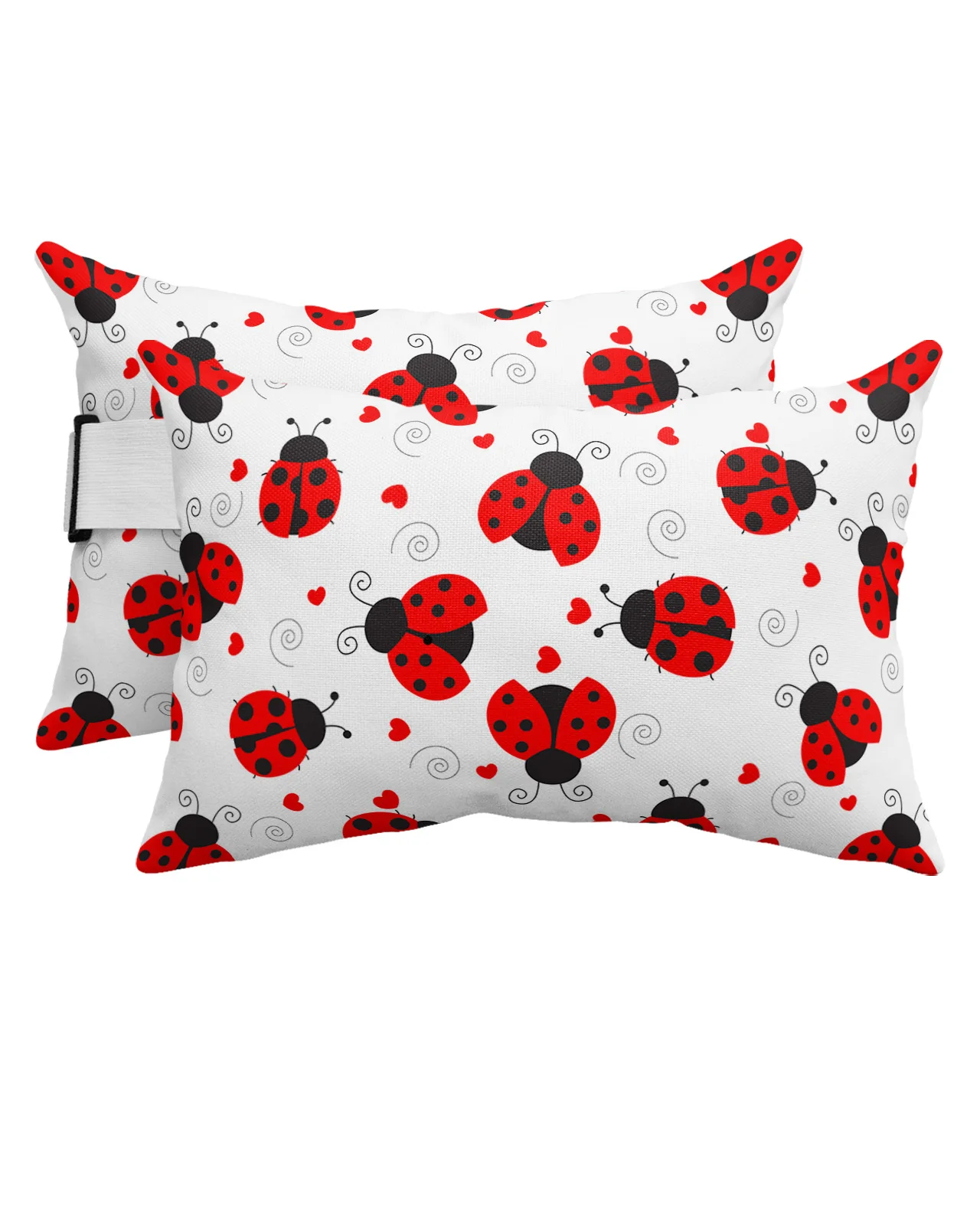 

Ladybug Love Heart Dotted Texture Waterproof Pillow With Insert Adjustable Lounge Chair Recliner Head Lumbar Travel Pillow