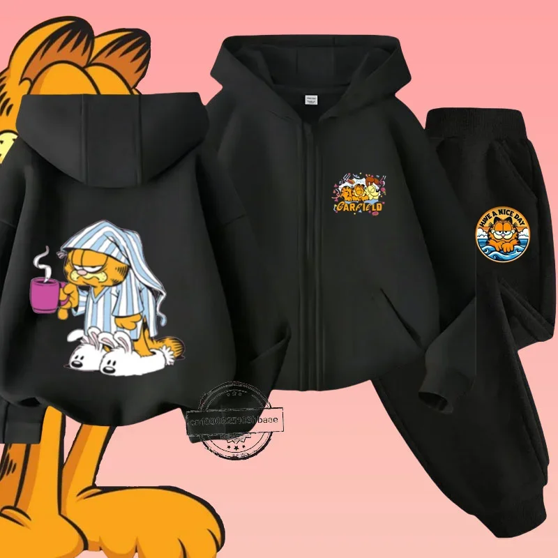 Детский Осенне-зимний Комплект Garfiel Повседневный Стиль Толстовка С Мультяшным