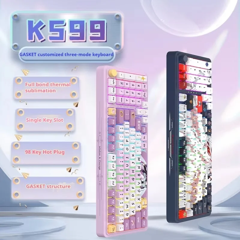 Reddragon Ks99 Keyboard Wireless Bluetooth The Tri Mode Rgb Customized Mechanical Full Key Hot Plug Gasket Pbt Keycap