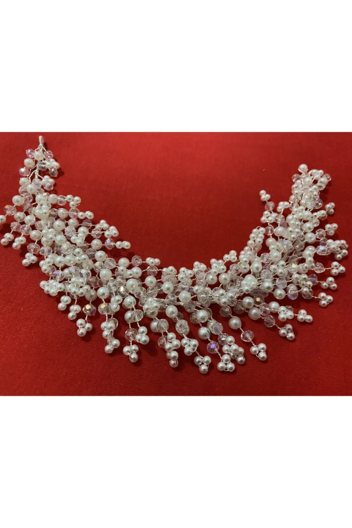 

Bridal Accessories White Crystal Beads Bridal Hair Accessory Wedding Handmade For Bride And Bridesmaids