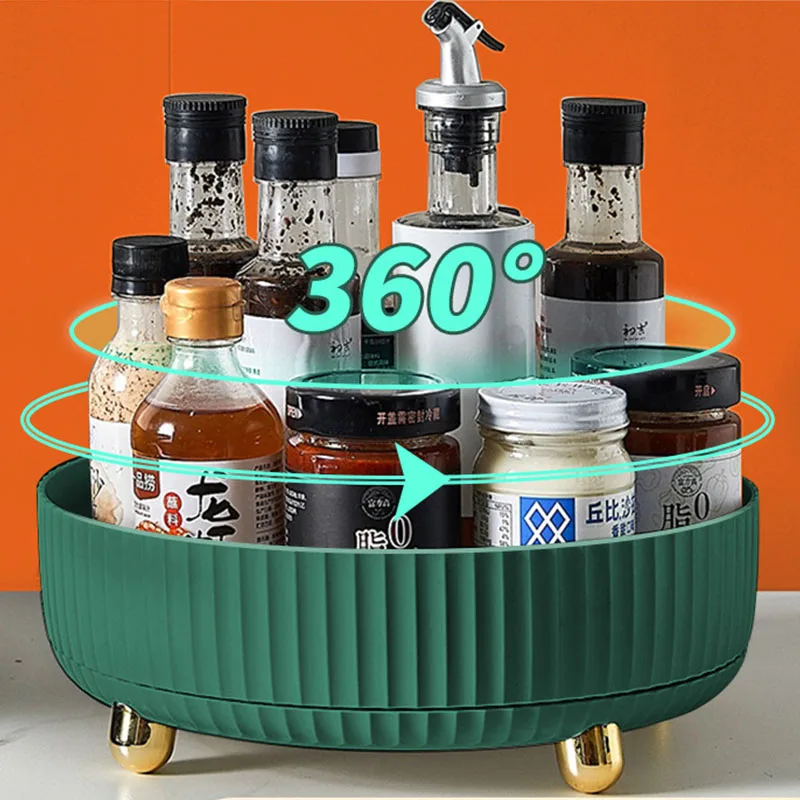

Wide With Base Holder Cabinet Rotation 360 Pantry Rack Turntable Spice Kitchen Seasoning Rotating Storage Organizer Non-skid