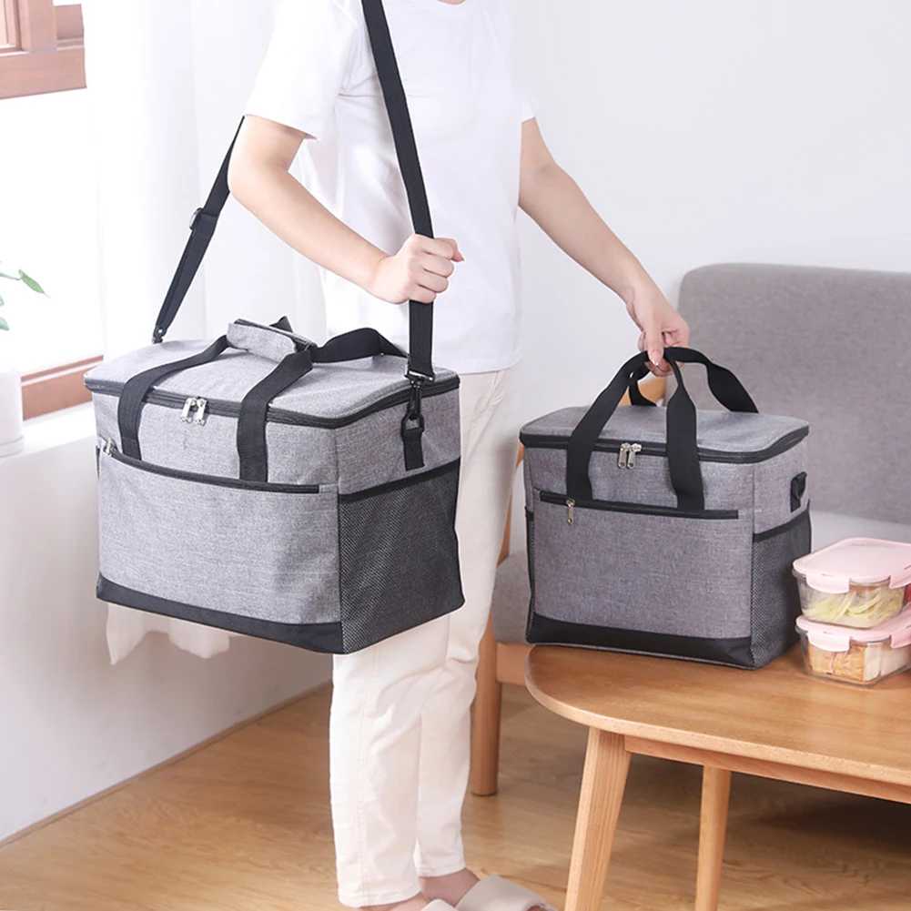 

Insulated Cooler Bag Large Folding Collapsible Picnic Basket Portable Tote Picnic Carry Organizers for Travel Barbecue