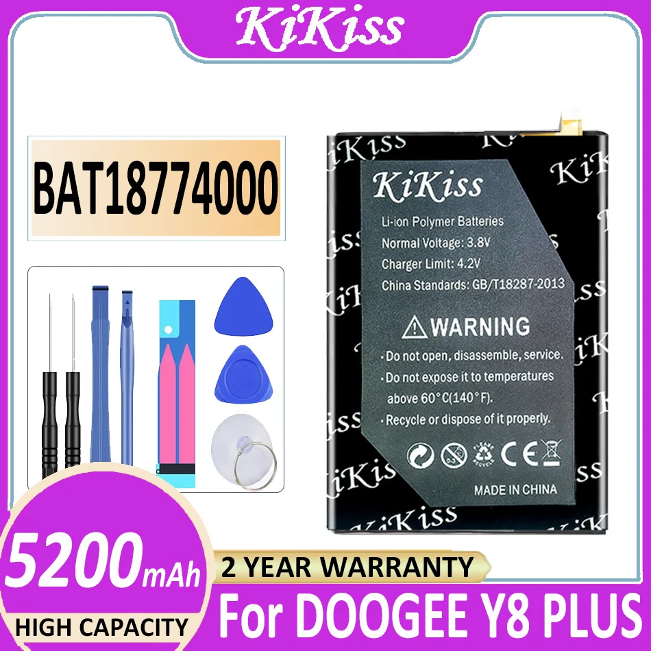 

Original KiKiss Battery BAT18774000 5200mAh For DOOGEE Y8PLUS Y8 PLUS Mobile Phone Bateria