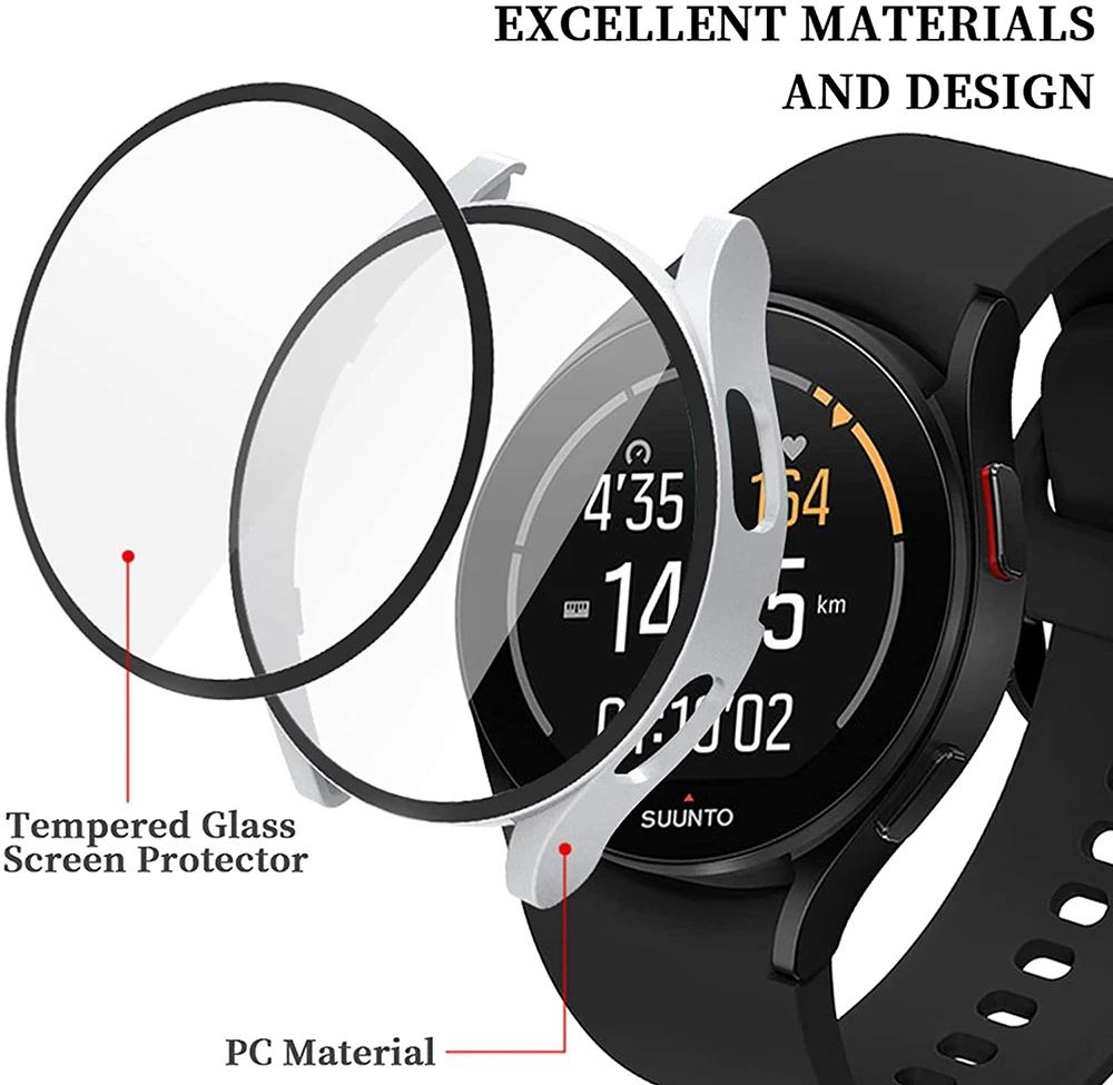 Стекло и чехол для Samsung Galaxy Watch 4 PC 40 мм 44 часов всесторонний противоударный бампер