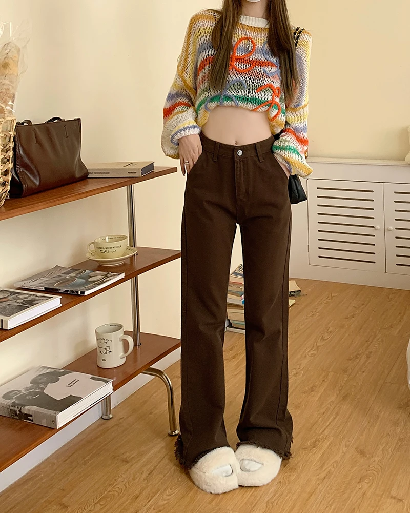 Женские винтажные джинсы-клеш длинные расклешенные брюки на пуговицах весна 2023