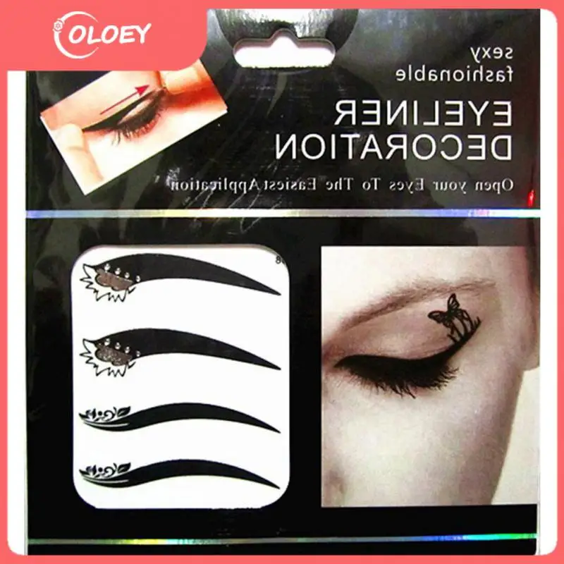 

4 Pairs Double Eyelid Glitter Black Eyeliner Stickers Double Eyelid Stickers Cat's Eye Professional Smoky Makeup ToolsTSLM2