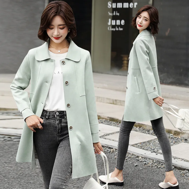 

Women's windbreaker spring Korean version of deerskin velvet tops in the long paragraph temperament hundred casual jacket