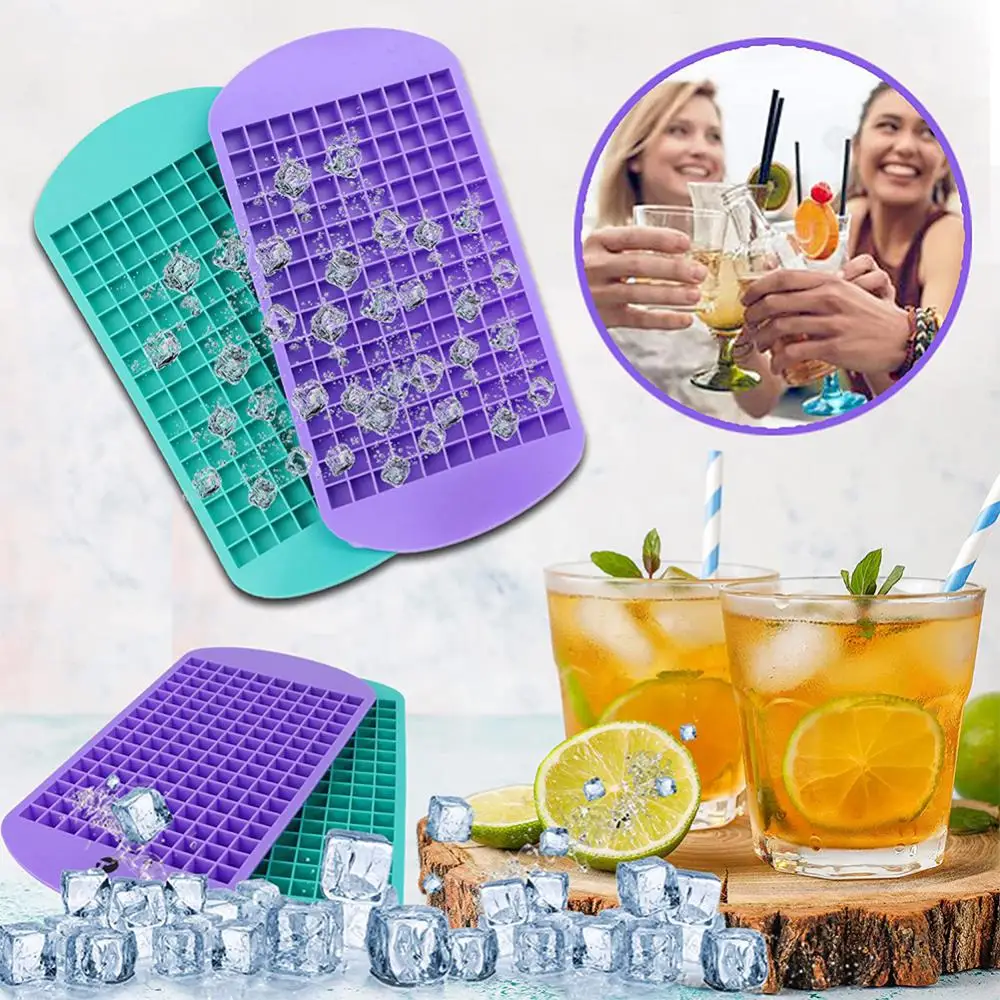 

160 Grid Silicone Ice Tray Foldable Ice Mold Ice Breaker Ice Grid Tray Mini Ice Cubes Small Square Mold Ice Maker Silicone Mold
