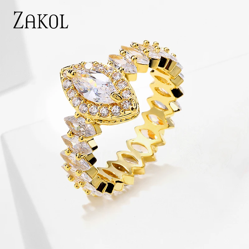 

ZAKOL New Arrival Hip Hop Luxury Shiny Geometry Cubic Zirconia Finger Rings for Elegant Women Party Wedding Jewelry Gift RP2280