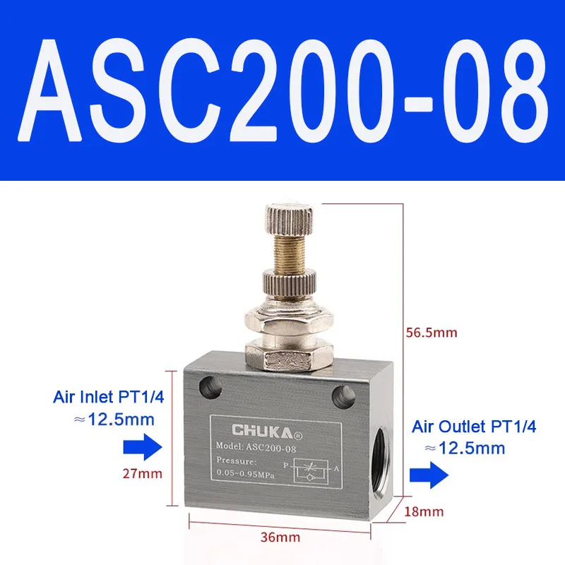 

Пневматический дроссельный клапан ASC100-06 ASC200-08 ASC300-10 ASC-15