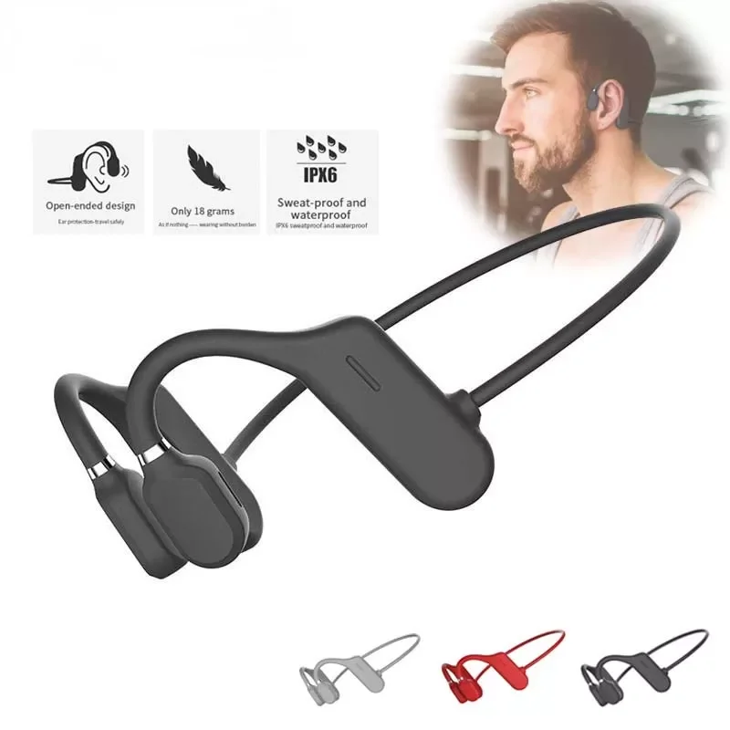 

Bluetooth Bone Conduction Sport Headphones Sweat Resistant Wireless Earphones for Workouts and Running - Built-in Mic