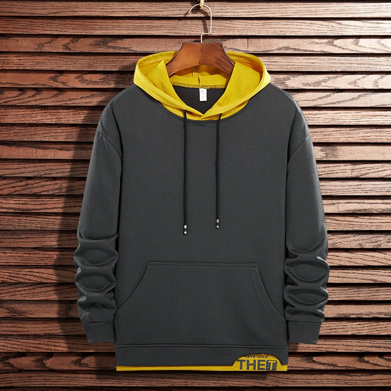 

Mens Fake Two Pieces Hoodies 2022 Mens High Street Patchwork Hoodie Harajuku Hooded Sweatshirts Streetwear Hip Hop Pullover Tops