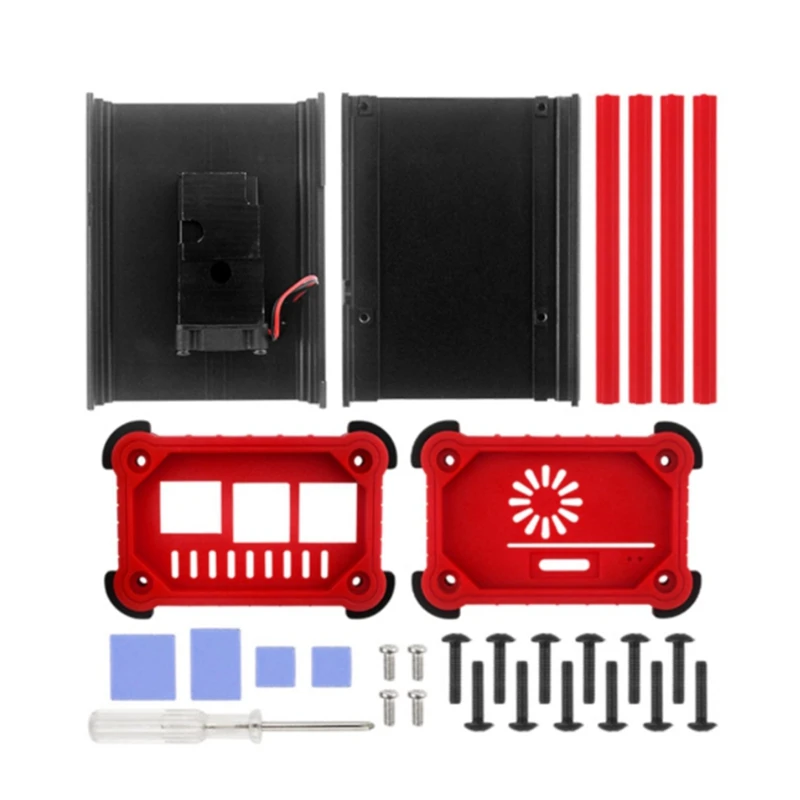 

For Raspberry Pi 4B Case With Fan,Aluminum Alloy Protective Case Shockproof Durable For Raspberry Pi 4 B
