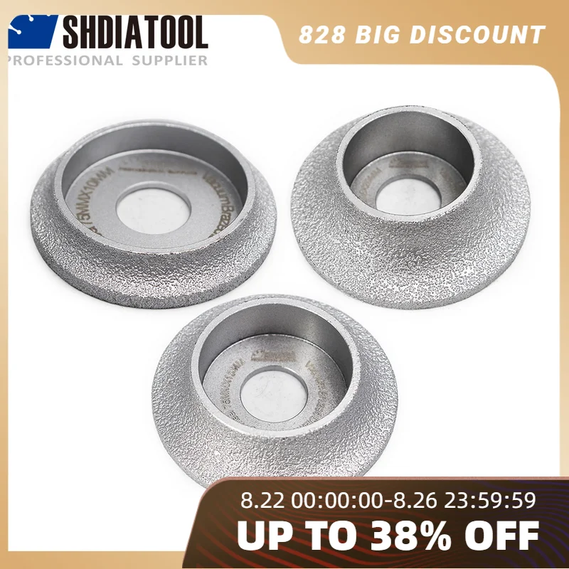 SHDIATOOL Diamond Grinding Disc Vacuum Brazed Grinding Wheel Demi-bullnose Edge Profile Wheel for Tile Diameter 3 Inches/75mm