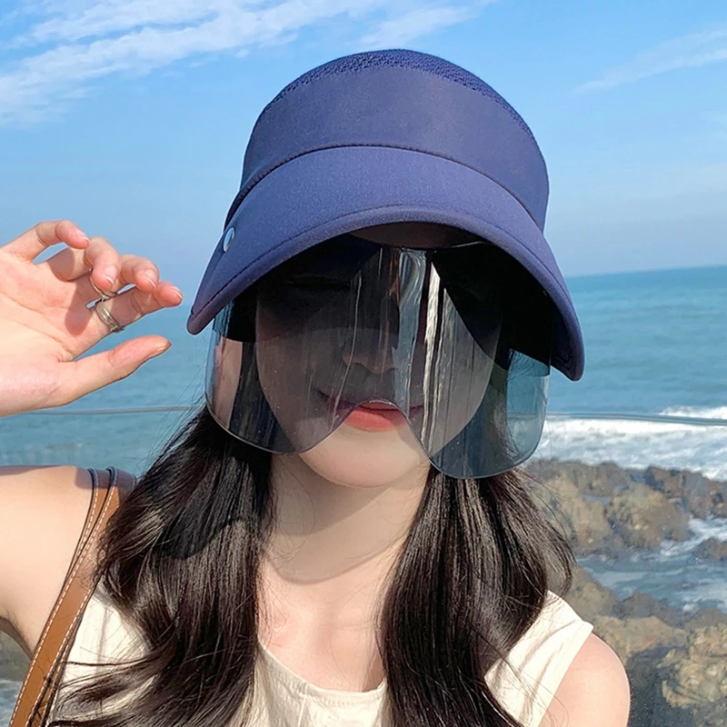 

Women Sunshade Hat with Big Sunglasses Riding Large Brim Sun Protection Open Top Hat Face Covering Versatile Outdoor Sun Hat