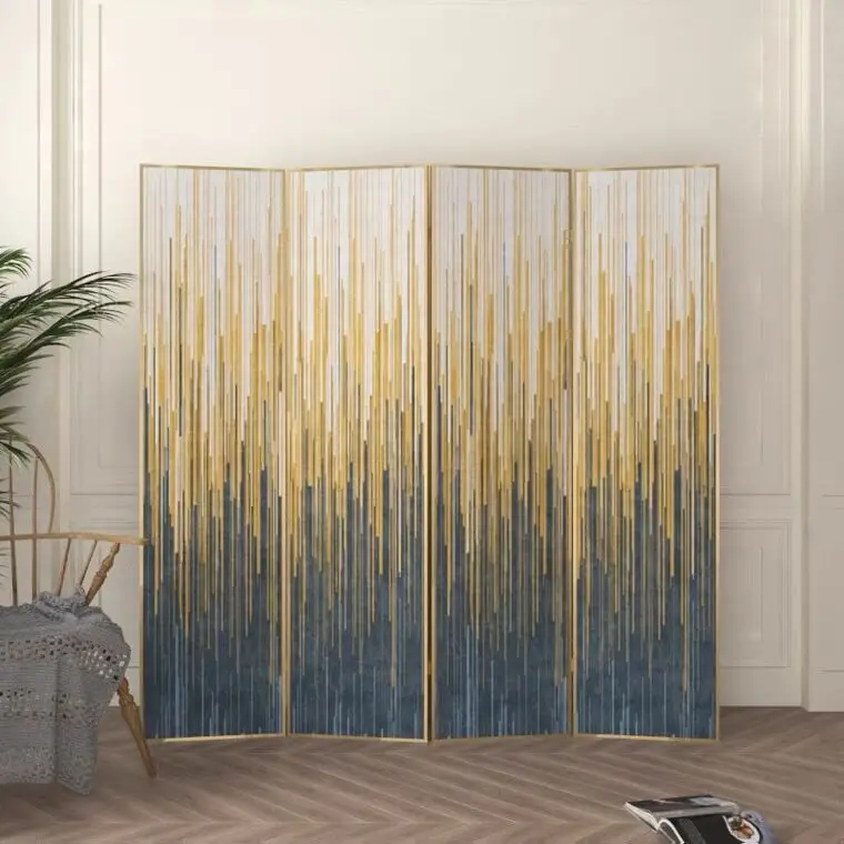 

Light luxury European stainless steel entrance screen partition living room room decoration folding screen folding movement