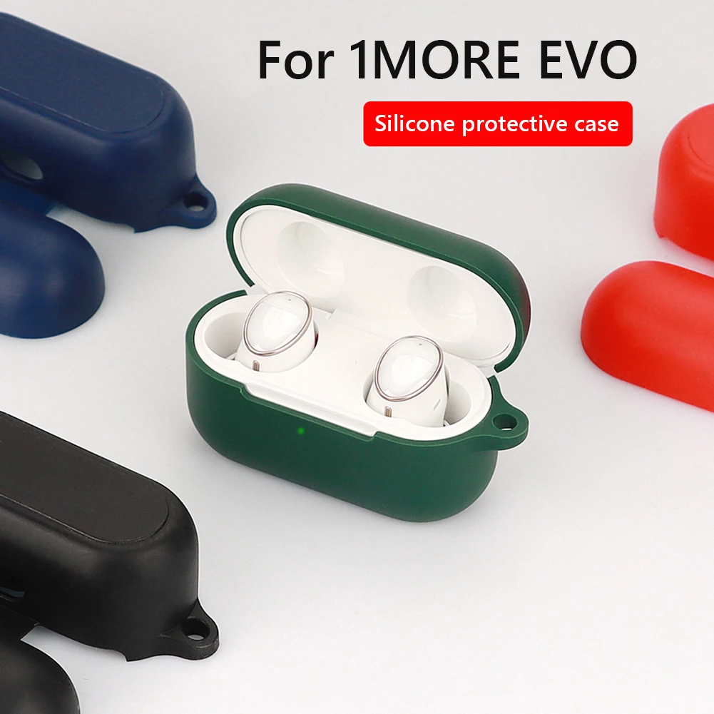 

Silicone Cover Case for 1MORE EVO Skin Bluetooth-compatible Earphone Charging Compartment Shell Protective Accessories with Hook