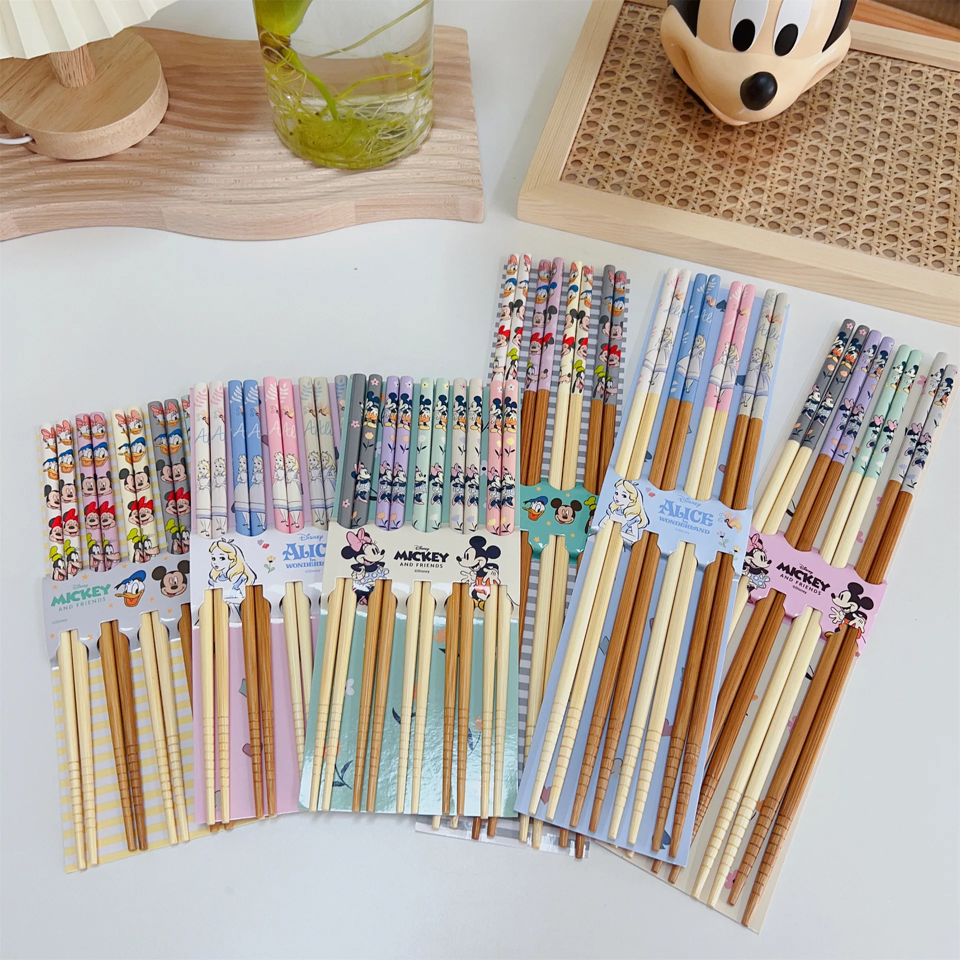 Набор палочек для еды Kawaii Disney Мультяшные Микки и Минни китайские палочки