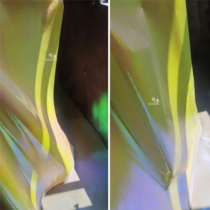 

Gold Rainbow Reflective Fabric Waterproof Cloth DIY Live Background Decor Stage Cosplay Skirt Bag Clothes Designer Fabric