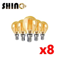 8 pcs 220v gold glass e14 bombilla led light bulb 4w g45 retro edison filament bulb bombillas vintage lamp inner decoration