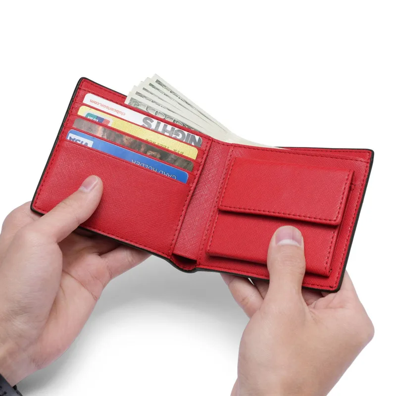 Bifold Business Genuine Leather Wallet Short Coin Purse Lightweight Multi Card Case Men's Change Storage Bag