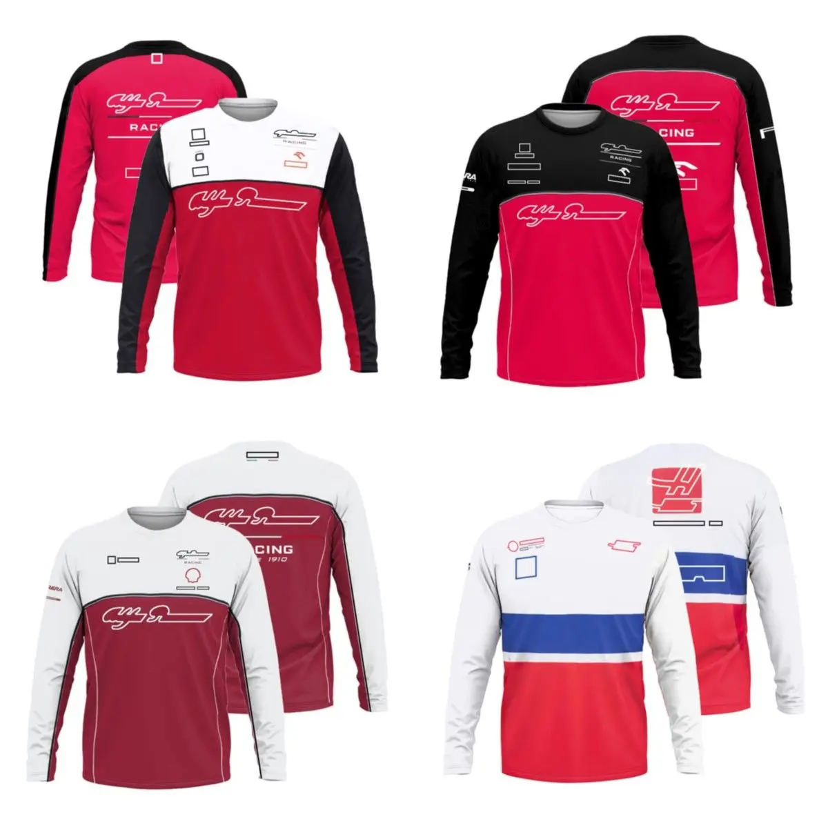

2022 New F1 T-shirt Extreme Sports Racing Kit Harajuku Street Fashion F1 Team fan long sleeve jersey custom plus size