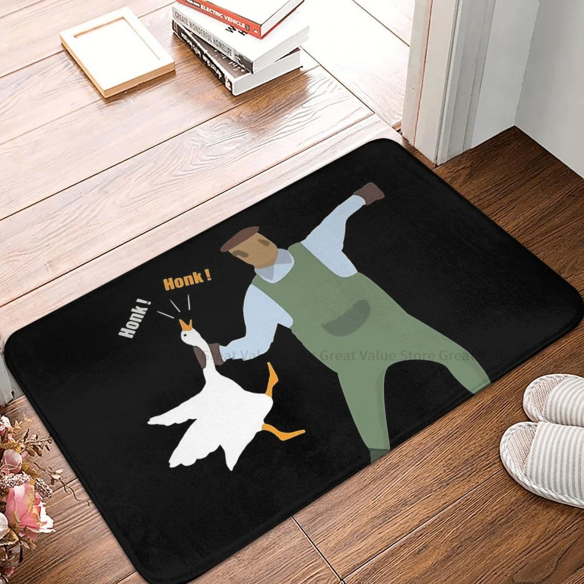 

Untitled Goose Honk Bell Game Internet Meme Anti-Slip Doormat Bath Mat Banksy Hook Floor Carpet Welcome Rug Bedroom Decor