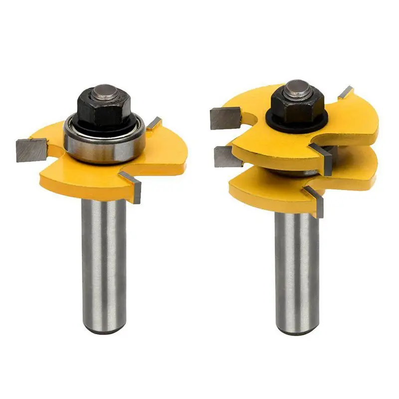 

Tongue And Groove Set,Router Bit Set,Wood Door Flooring 3 Teeth Adjustable ,1/2 Inch Shank T Shape Wood Milling Cutter Woodworki