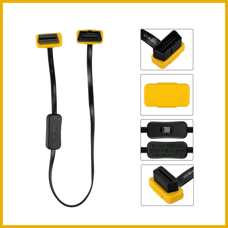 

AUTOOL 60CM Car OBD2 Extension Cable 16 Pin With Switch OBDII ELM327 Auto Diagnostic Extender Connector Cord