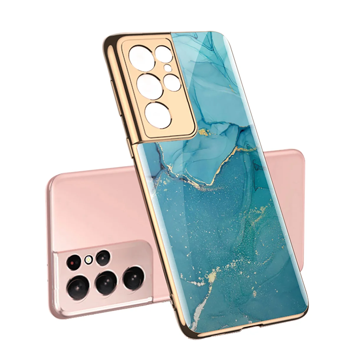 

1pc Marble Pattern Tempered Case Compatible with S21 5G