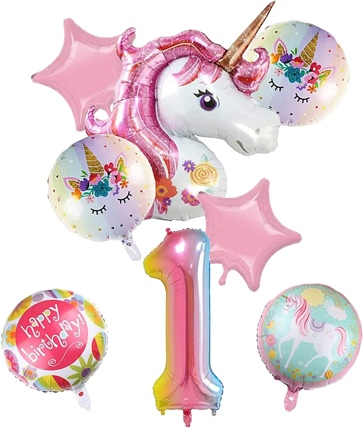 

8 шт., воздушные шары из алюминиевой фольги в виде единорога