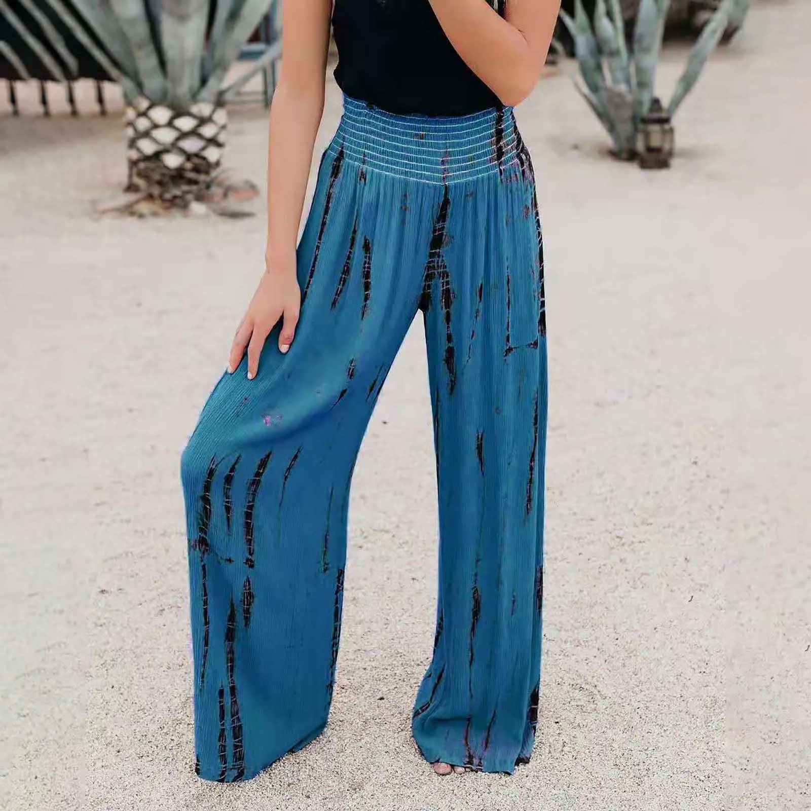 

Трендовые брюки уличная мода эластичные с высокой талией карманы широкие брюки окрашенные Свободные повседневные Молодежные женские осенние брюки