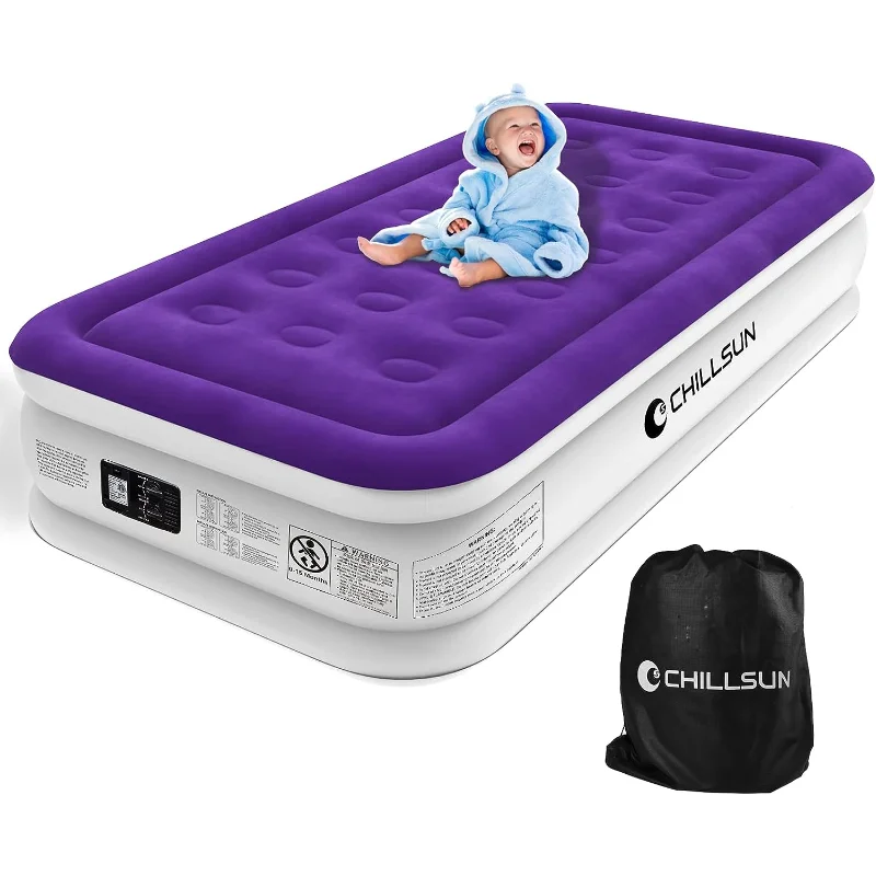 

CHILLSUN Twin Air Mattress Inflatable Airbed with Built in Pump, 3 Mins Quick Self-Inflation,Comfortable Top Surface Blow Up Bed