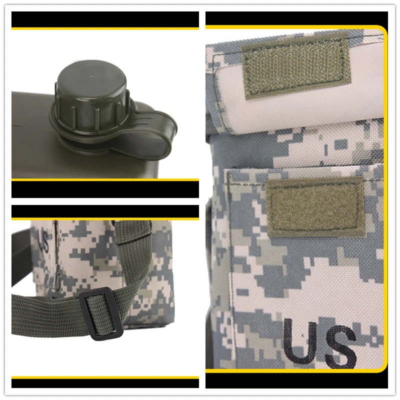 Уличная портативная камуфляжная бутылка для воды большой объем 2 л с ремешком и