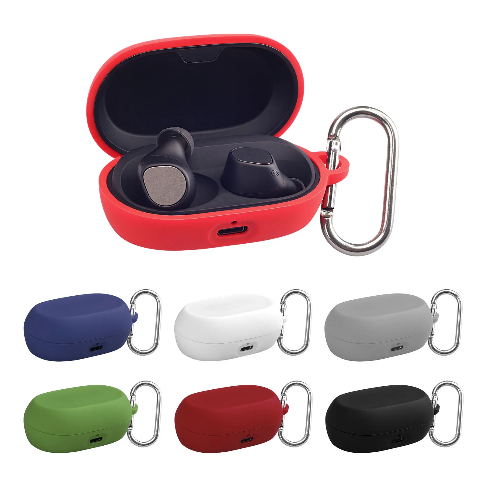 

Силиконовый чехол для Jabra Elite 7 Pro, мягкий амортизирующий защитный чехол с защитой от царапин, чехол с брелоком ДЛЯ Jabra Elite 7 Pro