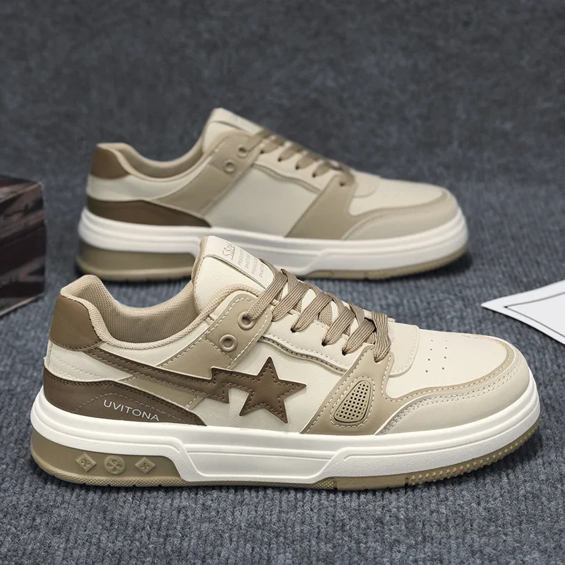 Мужская обувь со звездами летние кроссовки повседневные кожаные на платформе