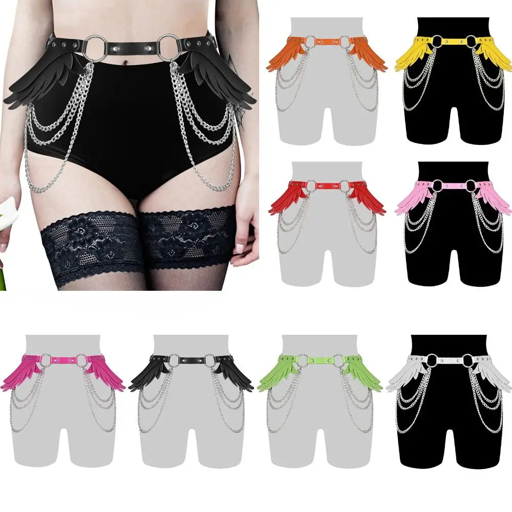 Angel Wings Women's Body Harness Belt Adjustable Size Goth Waist Belts Body Chain Leg Belt for Halloween Rave Body Jewelry